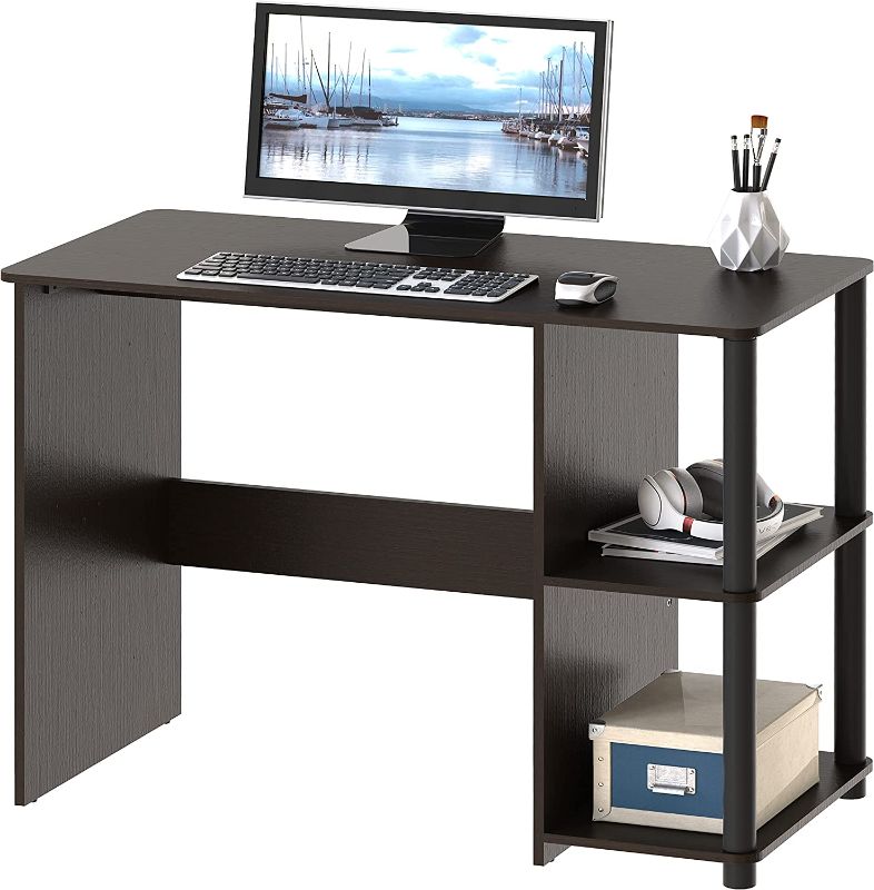 Photo 1 of SHW Cyrus Home Office Desk with Shelves, Espresso
