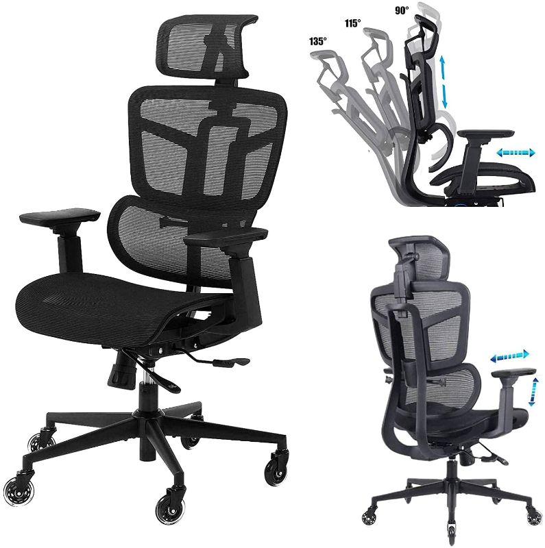 Photo 1 of *SEE COMMENT* Ergonomic Office Chair, High Back Mesh Desk Chair Big Computer Chair with 3D Armrests Adjustable Lumbar Support Headrest
