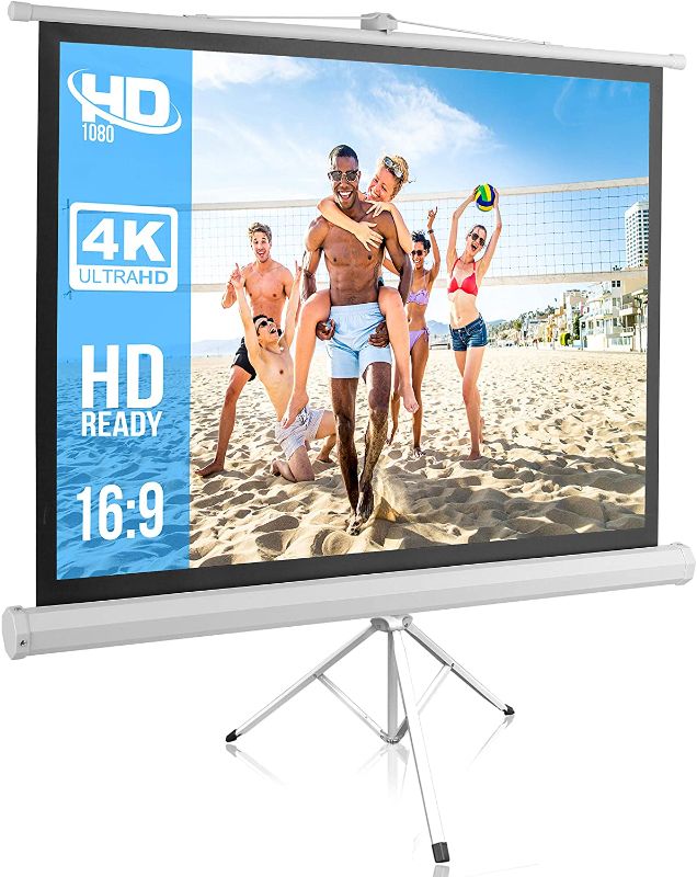 Photo 1 of ***SMALL SCREEN*** Portable Projector Screen Tripod Stand - Mobile Projection Screen , Lightweight Carry & Durable Easy Pull Assemble System for Schools Meeting Conference
