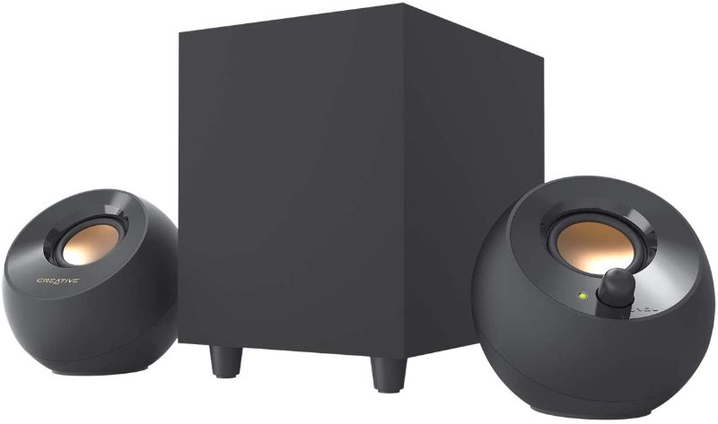 Photo 1 of Creative Pebble Plus 2.1 USB-Powered Desktop Speakers with Powerful Down-Firing Subwoofer and Far-Field Drivers, Up to 8W RMS Total Power for Computer PCs...
