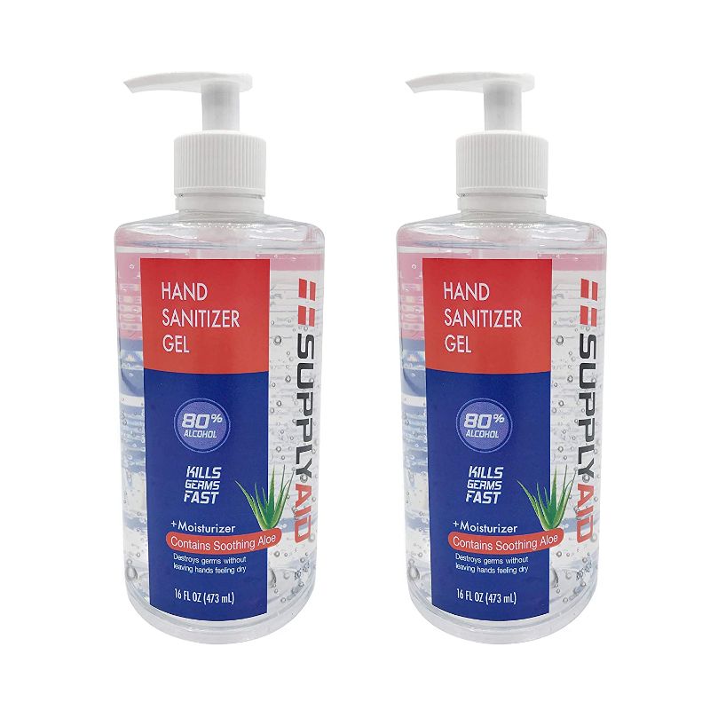 Photo 1 of SupplyAID 80% Alcohol Hand Sanitizer Gel w/Soothing Aloe- 2 pack - 2boxes (total of 4)