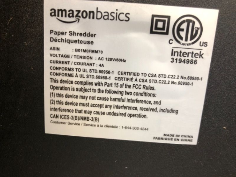 Photo 2 of Amazon Basics 15-Sheet Cross-Cut Paper, Credit Card Office Shredder
