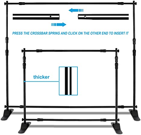 Photo 1 of AkTop 8x10 ft Heavy Duty Backdrop Banner Stand Kit, Adjustable Photography Step and Repeat Stand for Parties, Portable Trade Show Photo Booth Background 