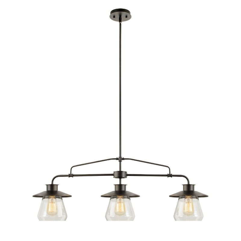 Photo 1 of Globe Electric Nate 3-Light Pendant, Oil Rubbed Bronze, Clear Glass Shades Oil Rubbed Bronze 8 in
UNABLE TO TEST