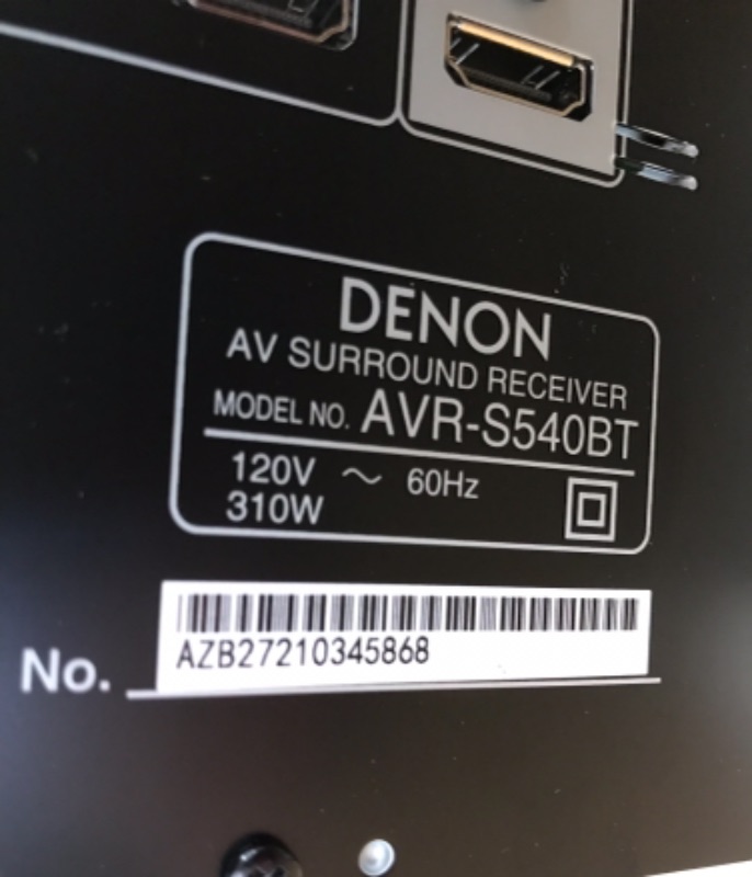 Photo 4 of ***DOESNT STAY ON/NEEDS REPAIR*** Denon AVR-S540BT Receiver, 5.2 channel, 4K Ultra HD Audio and Video, Home Theater System, built-in Bluetooth and USB port, Compatible with HEOS Link for Wireless Music Streaming
