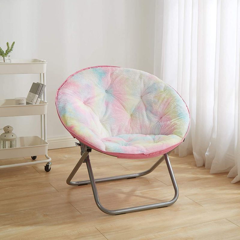 Photo 1 of  Heritage Kids Sorbet Dreams Rainbow Fur Teen Saucer Chair, 30", Multi
