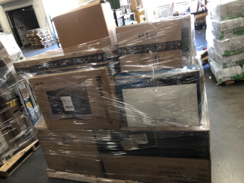 Photo 1 of PALLET OF ASSORTED MONITORS AND TVS// DAMAGED OR NONFUNCTIONAL//SOLD AS IS//NONREFUNDABLE