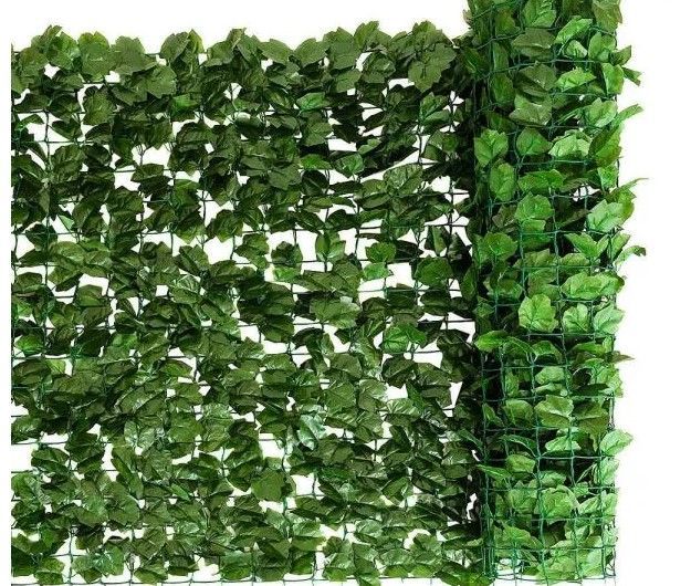 Photo 1 of 59 in. x 118 in. Plactic Faux Ivy Leaf Decorative Artificial Privacy Fence in Green
