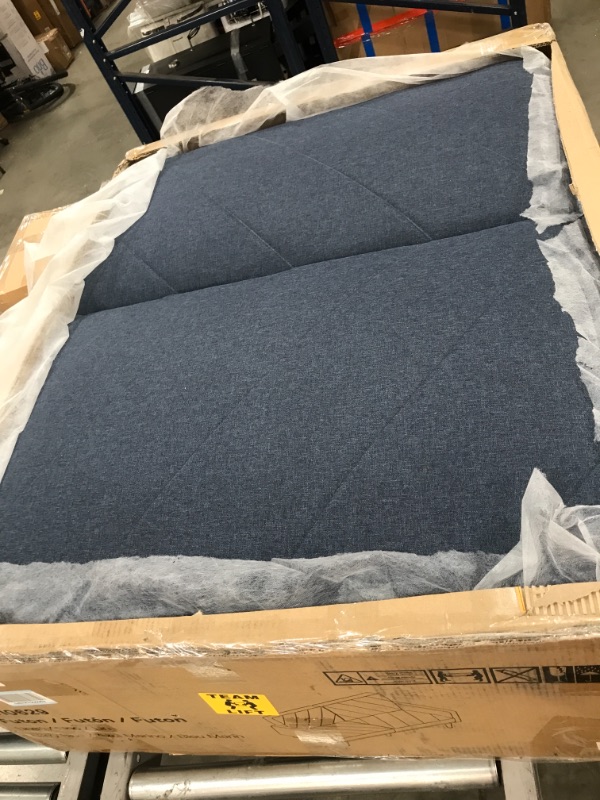 Photo 1 of DHP Paxson Convertible Futon Couch Bed with Linen Upholstery and Wood Legs - Navy Blue