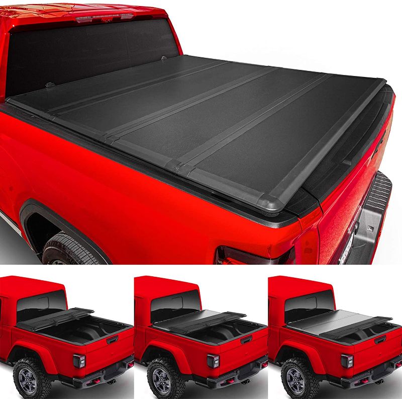 Photo 1 of Sharcar Pickup Truck Bed 6.4’ Black Hard Tonneau Cover (Quad-Fold) Compatible with 2002-2018 Dodge Ram and 2019-2020 Classic w/Out Rambox and Roll Bar