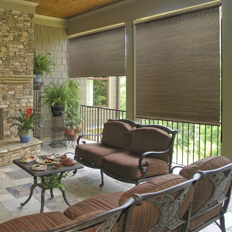 Photo 1 of 96" x 72" Bamboo Sunshade with Crank Driftwood