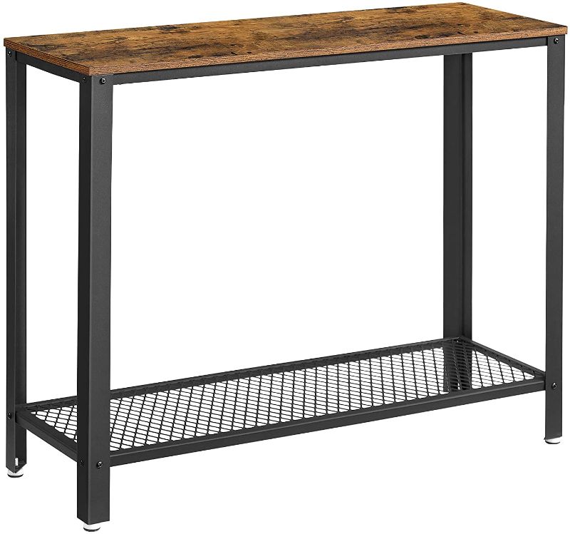 Photo 1 of  Console Table, Sofa Table, Metal Frame, Easy Assembly, for Entryway, Living Room, Rustic Brown