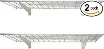 Photo 1 of HyLoft 00967 45-Inch by 15-Inch Steel Wall Shelf for Garage Storage, Low-Profile Brackets, Off White, 2-Pack
