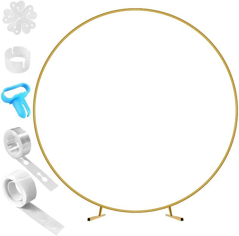 Photo 1 of 6.6ft (2.0m) Golden Metal Round Balloon Arch kit Decoration,Balloon Arch Stand for Wedding Decoration, Birthday Party Decoration,Baby Shower Photo Background Decoration and Graduation Decoration
