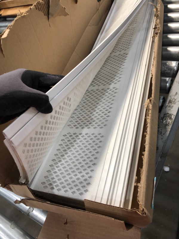 Photo 1 of 3 ft. White Snap-In Filter Gutter Guard (25-Pack)