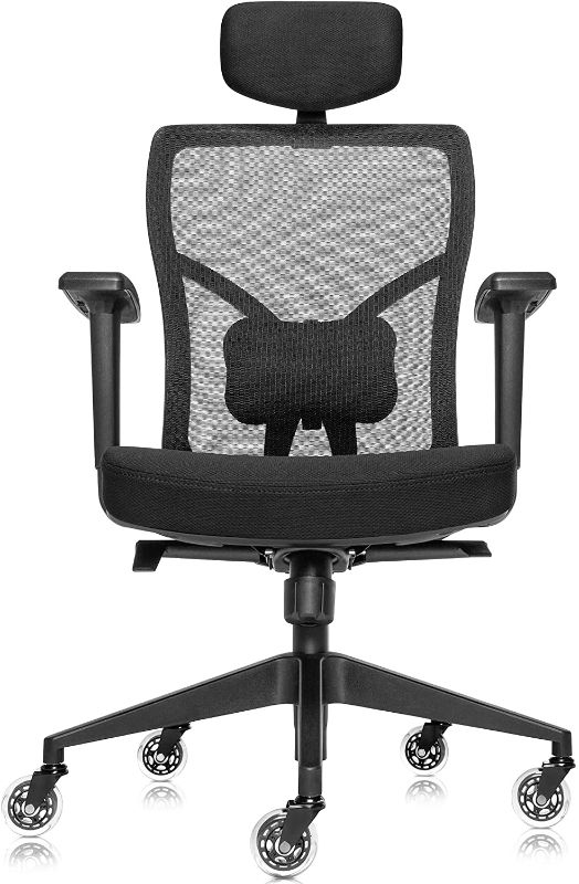 Photo 1 of Ergonomic Mesh Office Chair with Roller Blade Wheels, Ridiculously Comfortable High Back Computer Desk Chair and Fully Adjustable, Black
