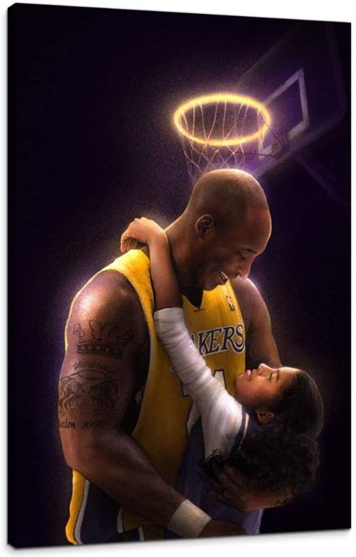 Photo 1 of 39 X 29 Legend Kobe Poster Kobe and Gigi Canvas Wall Art Sports Wall Decor Basketball Poster Mamba Mentality Poster Lakers Poster Basketball Decorations for Boys Room
