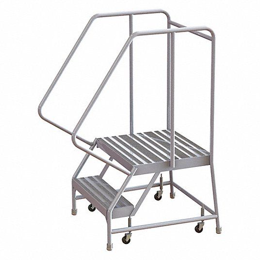 Photo 1 of 2-Step Rolling Ladder, Ribbed Step Tread, 52 in Overall Height, 350 lb Load Capacity
**MISSING WHEELS**