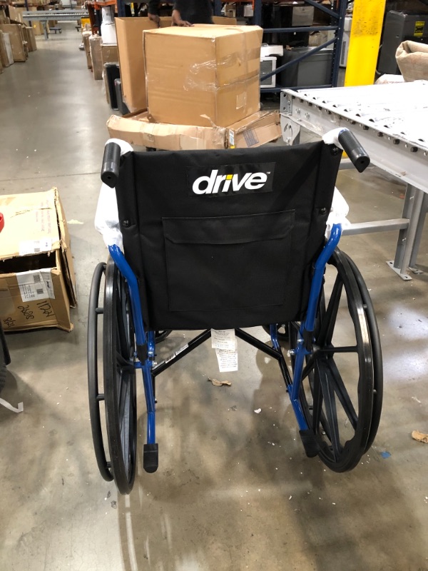 Photo 2 of Drive Medical Blue Streak Wheelchair with Flip Back Desk Arms, Elevating Leg Rests, 18 inch Seat