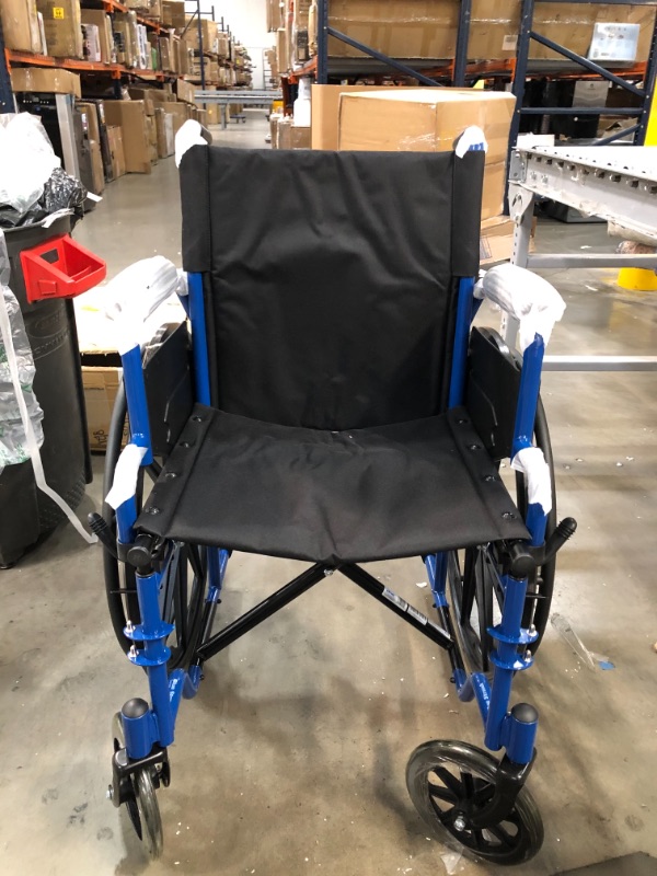 Photo 4 of Drive Medical Blue Streak Wheelchair with Flip Back Desk Arms, Elevating Leg Rests, 18 inch Seat