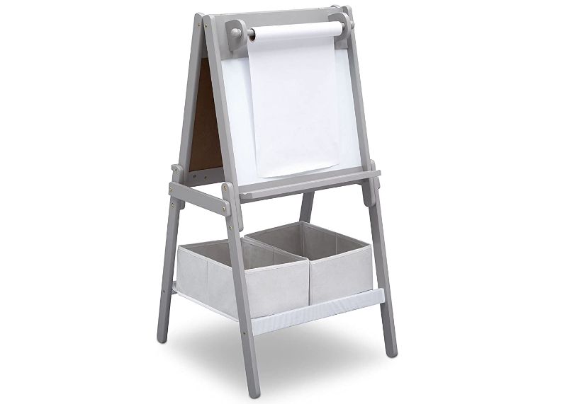 Photo 1 of Delta Children MySize Kids Double-Sided Storage Easel -Ideal for Arts & Crafts, Drawing, Homeschooling and More, Grey
