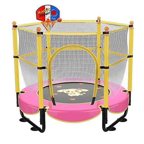 Photo 1 of GoodValue 60" Trampoline for Kids, Mini Toddler Trampoline with Enclosure 5ft Indoor Outdoor Recreational Trampolines with Basketball Hoop, Birthday Gifts for Kids Baby Toddlers Age 2-5