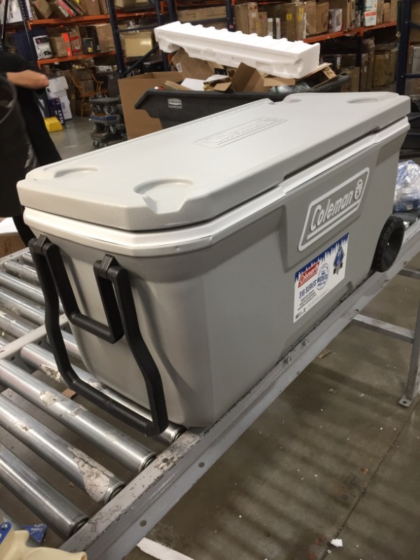 Photo 2 of *USED*
*SEE last picture for damage*
Coleman 316 100qt Wheeled Cooler - Rock Gray