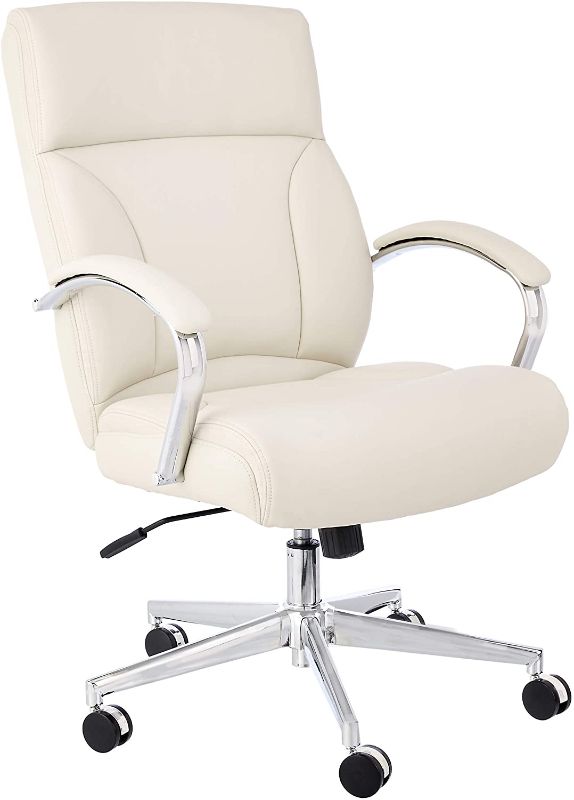 Photo 1 of Amazon Basics Modern Executive Chair, 275lb Capacity with Oversized Seat Cushion, Ivory Bonded Leather
**1 ARM REST MISSING**