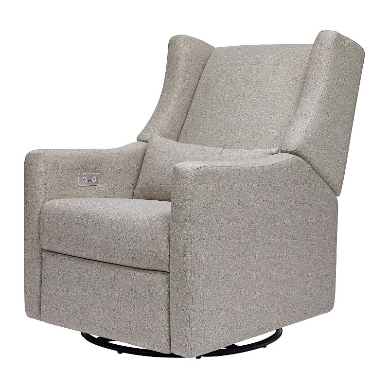 Photo 1 of Babyletto Kiwi Electronic Power Recliner and Swivel Glider with USB Port in Performance Grey Eco-Weave, Water Repellent & Stain Resistent, Greenguard...
