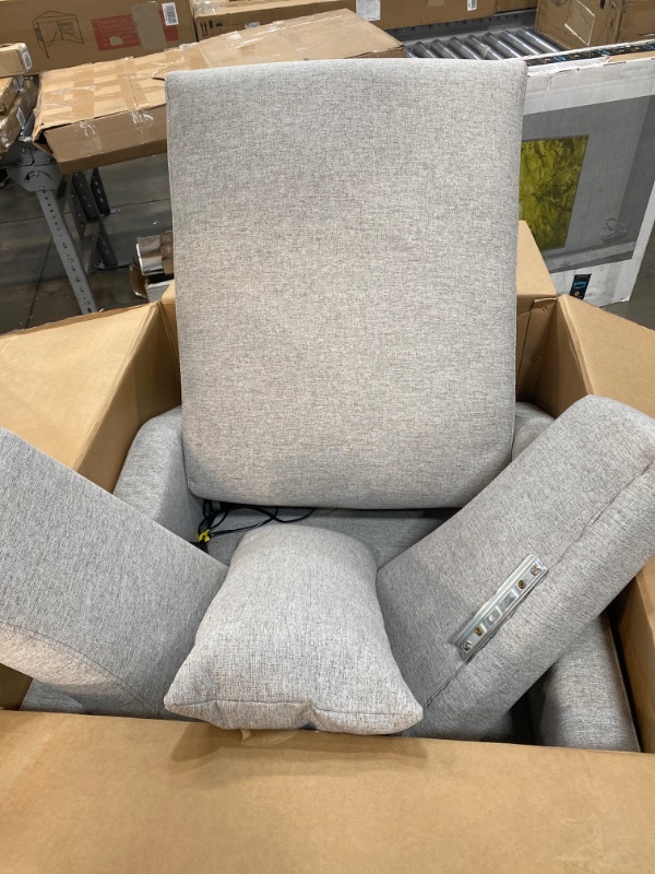 Photo 2 of Babyletto Kiwi Electronic Power Recliner and Swivel Glider with USB Port in Performance Grey Eco-Weave, Water Repellent & Stain Resistent, Greenguard...
