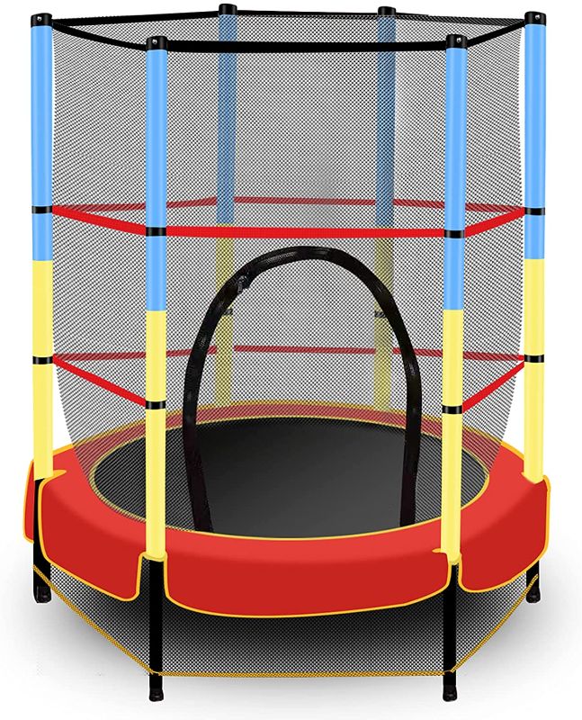 Photo 1 of **INCOMPLETE*** Kids Trampoline for Toddlers, 55" Trampoline for Kids, 5FT Outdoor & Indoor Toddler Mini Trampolines for Kids, with Safety Enclosure Net &...
