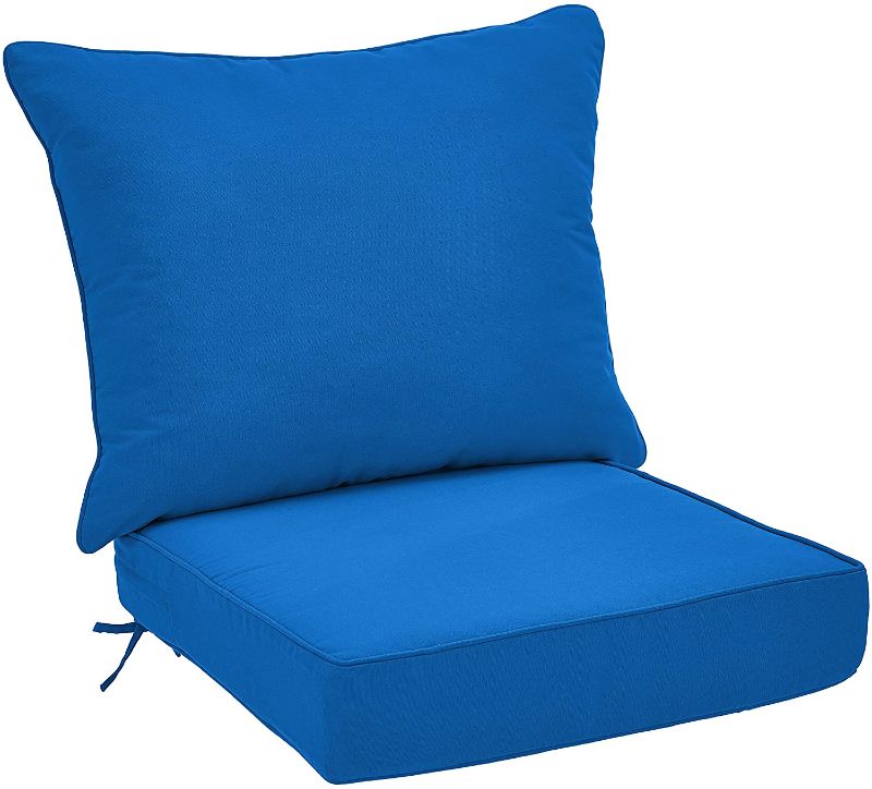 Photo 1 of Amazon Basics UV Resistant Deep Seat Patio Seat and Back Cushion Set - Blue
