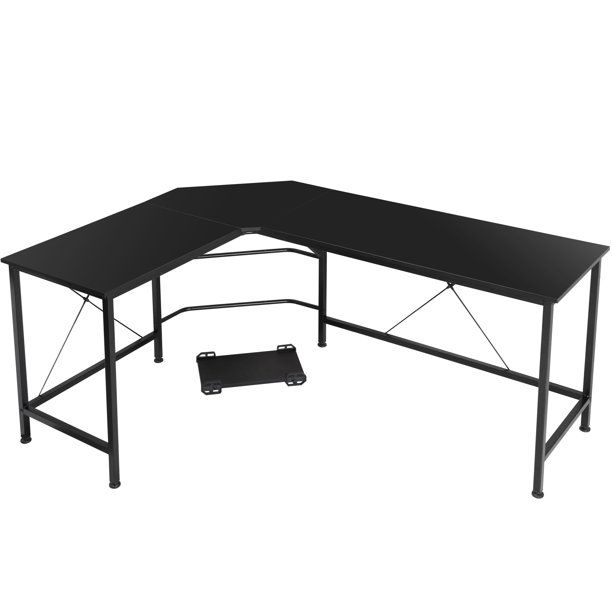 Photo 1 of Home Office Simple Style Multi-function Corner Table L Shaped Desk - PC Laptop Study Table Workstation Black Desktop