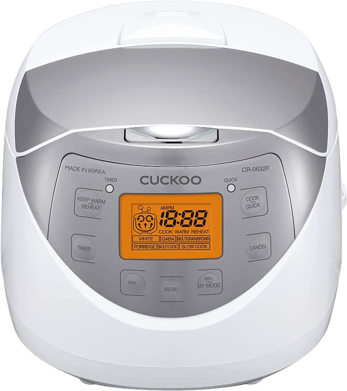 Photo 1 of Cuckoo CR-0632F 6 Cup Micom Rice Cooker and Warmer, 10 Menu Options, Made in Korea, Nonstick Inner Pot, White/Silver