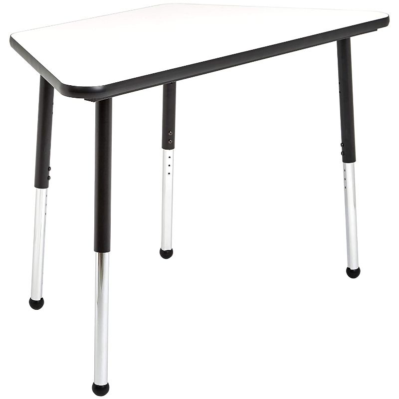 Photo 1 of Amazon Basics Dry-Erase 24 x 48 Inch Trapezoid School Activity Kids Table, Ball Glide Legs, Adjustable Height 19-30 Inch, Black