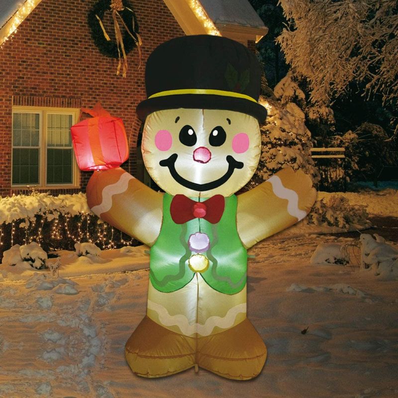 Photo 1 of ****PARTS ONLY******* NON FUNCTIONAL***
GOOSH 5 Ft Inflatable Christmas Gingerbread Man Cookie with Build-in LED Lights Indoor Outdoor Yard Lawn Decoration - Cute Fun Xmas Holiday Blow Up Party Display
