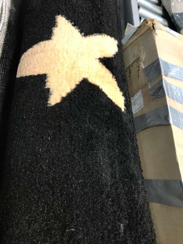 Photo 2 of 12'6"X 9' BROWN AND BLACK STAR RUG 