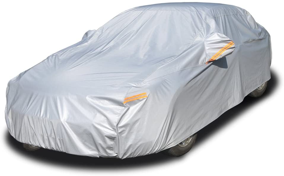 Photo 1 of  Car Cover Waterproof All Weather for Automobiles, Outdoor Full Cover Rain Sun UV Protection with Zipper Cotton, Universal Fit for Sedan (186"-193")
