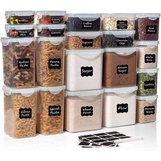 Photo 1 of 40 PC WIDE DEEP Food Storage Containers - Sugar, Flour Plastic Containers 40 pc (set of 20) - 36 FREE Labels 