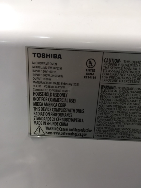 Photo 4 of Toshiba ML-EM34P(SS) Smart Countertop Microwave Oven Compatible with Alexa, Humidity Sensor and Sound on/Off Function, 1100W, 1.3 Cu Ft, Stainless Steel
