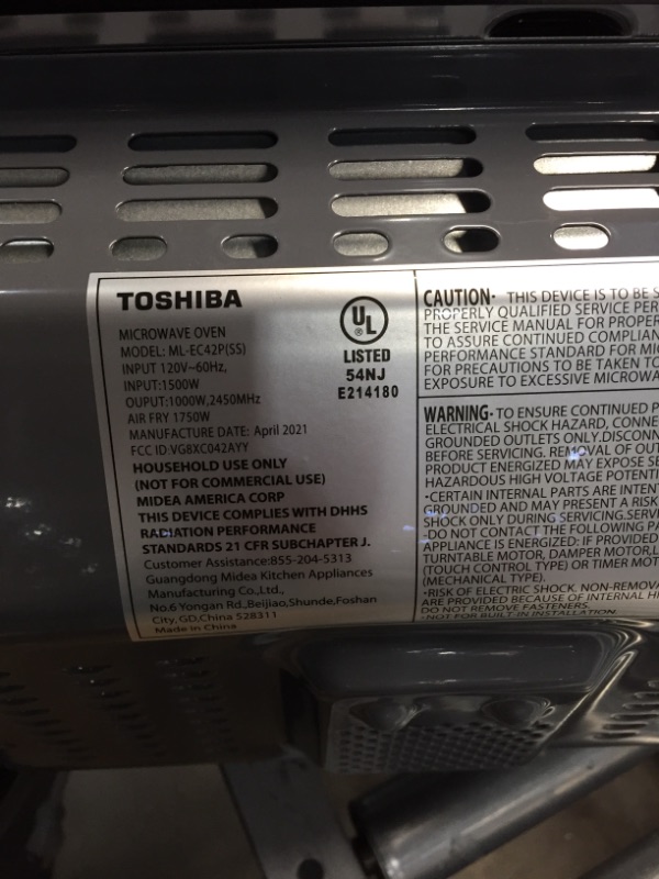 Photo 4 of Toshiba ML-EM34P(SS) Smart Countertop Microwave Oven Compatible with Alexa, Humidity Sensor and Sound on/Off Function, 1100W, 1.3 Cu Ft, Stainless Steel
