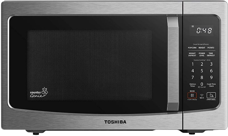 Photo 1 of Toshiba ML-EM34P(SS) Smart Countertop Microwave Oven Compatible with Alexa, Humidity Sensor and Sound on/Off Function, 1100W, 1.3 Cu Ft, Stainless Steel
