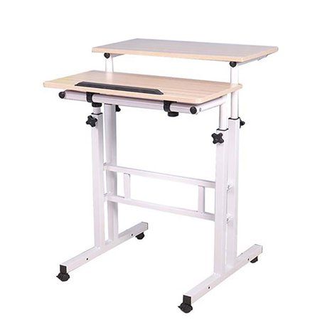 Photo 1 of Mind Reader 2 Tier Sit and Stand Desk, Black (SDROLL-BLK)
