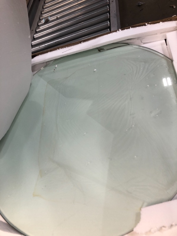 Photo 3 of 32 Inch Round Glass Table Top 1/2 Inch Thick Clear Tempered Glass with Flat Edge Polished

