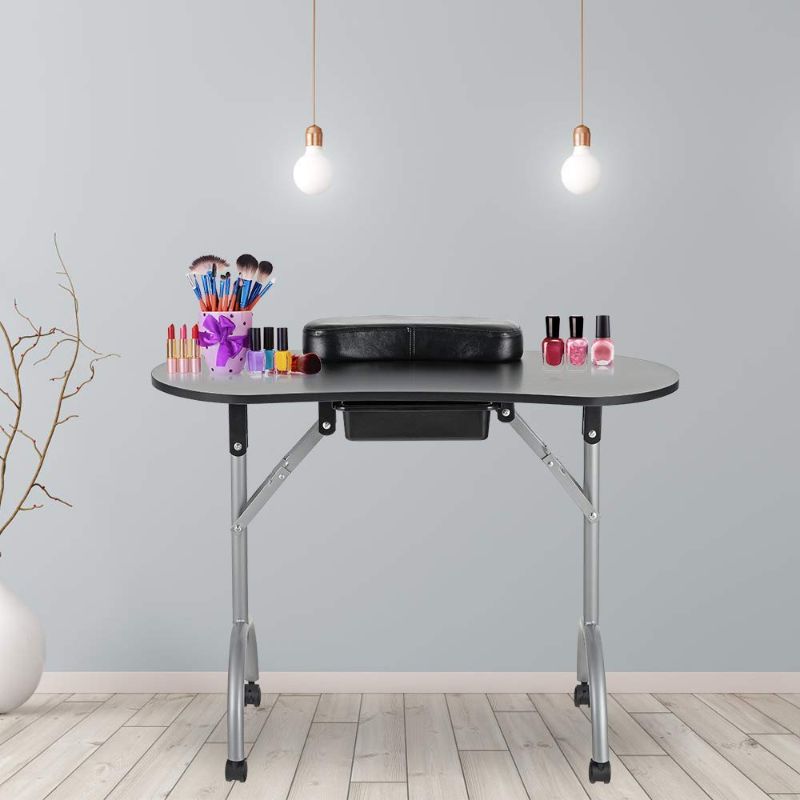 Photo 1 of LEIBOU Professional 36''L Portable & Foldable Manicure Table Nail Technician Desk Workstation Manicure Table with Rolling