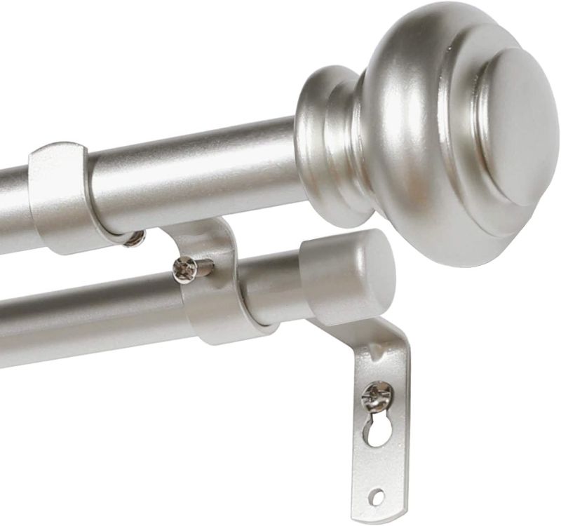 Photo 1 of 
H.VERSAILTEX Elegant Window Treatment Telescoping Double Curtain Rod Set with Classic Cap, 3/4-Inch Diameter, Adjusts from 48 to 84 Inches, Nickel
Size:48"-84"
Color:Nickel