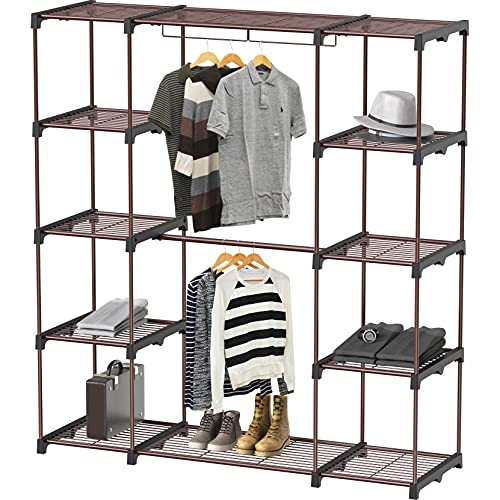 Photo 1 of SimpleHouseware Wardrobe Portable Closet Clothes Rack Shelf Organizer, Bronze
