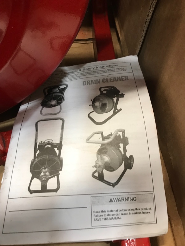 Photo 2 of ***MISSING WHEEL*** VEVOR Electric Drain Auger 75FTx1/2Inch. Drain Cleaner Machine, 370W Sewer Snake Machine, Fit 2''- 4''/51mm-102mm Pipes, w/4 Wheels & Cutters & Foot Switch, for Drain Cleaners Plumbers