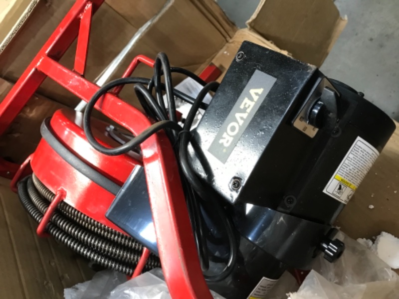 Photo 3 of ***MISSING WHEEL*** VEVOR Electric Drain Auger 75FTx1/2Inch. Drain Cleaner Machine, 370W Sewer Snake Machine, Fit 2''- 4''/51mm-102mm Pipes, w/4 Wheels & Cutters & Foot Switch, for Drain Cleaners Plumbers