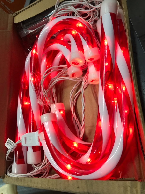 Photo 2 of 10 in. Candy Cane Pathway Lights (Set of 8)
